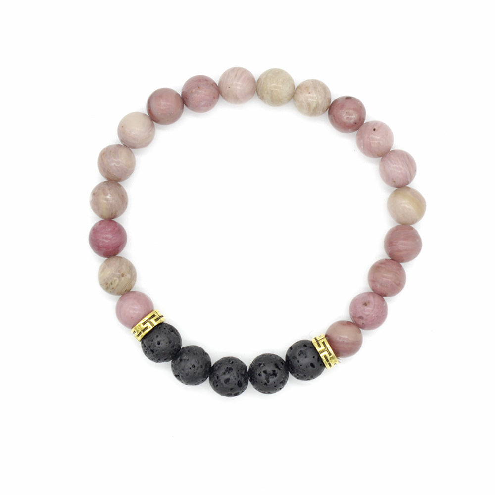 Popular Ornament Rhodochrosite Volcanic Rock Drip Essential Oil Bracelets