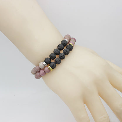 Popular Ornament Rhodochrosite Volcanic Rock Drip Essential Oil Bracelets