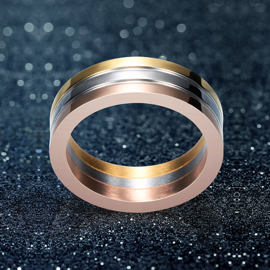 Three-color Mix Match Laser Stainless Steel Rings