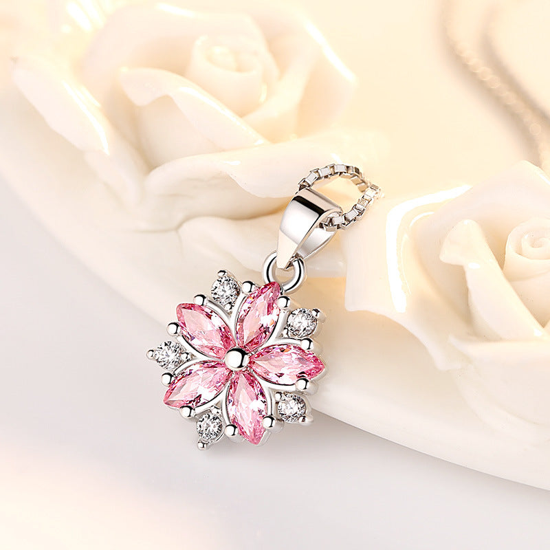 Women's Style Simple Sweet Fashion Zircon Pink Pendants