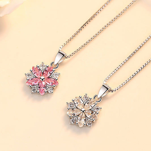 Women's Style Simple Sweet Fashion Zircon Pink Pendants