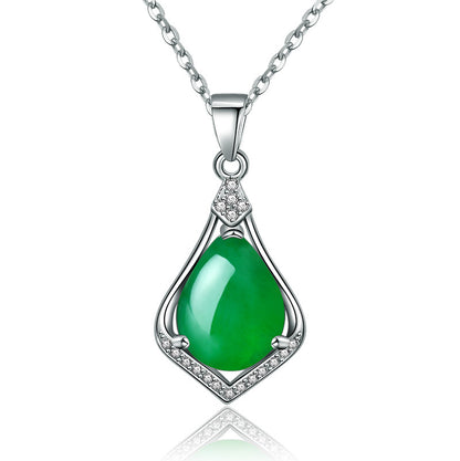 Women's Plated Green Agate Korean Fashion Simple Pendants