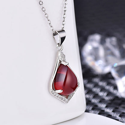 Women's Plated Green Agate Korean Fashion Simple Pendants