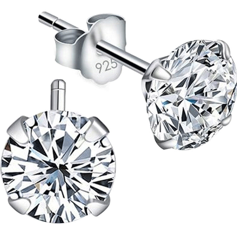 Women's Sier Simple Design High-grade With Diamonds Earrings