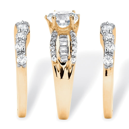 Plated Gold Three Set Imitation Diamond Rings