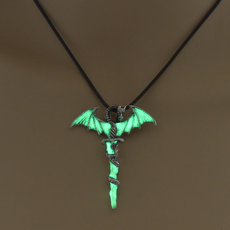 Noctilucent Fashion Flying Dragon Halloween Creative Necklaces