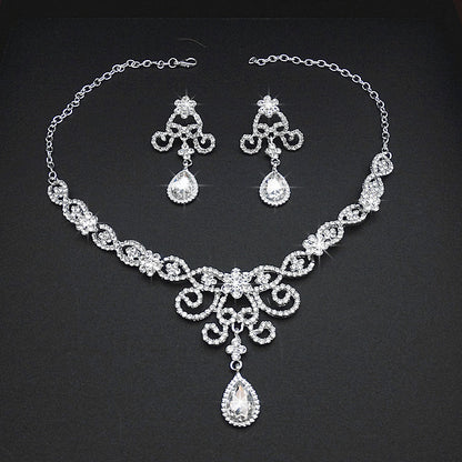 Set Two-piece Alloy Rhinestone Wedding Accessories Necklaces