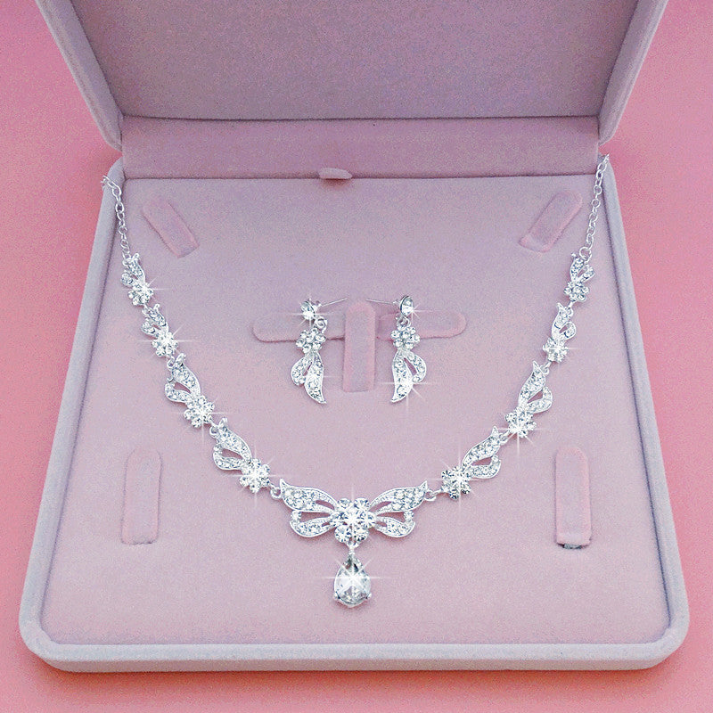 Set Two-piece Alloy Rhinestone Wedding Accessories Necklaces