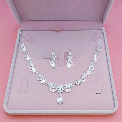 Set Two-piece Alloy Rhinestone Wedding Accessories Necklaces