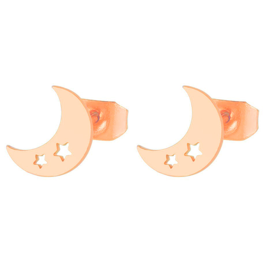 Star Moon Geometric Hollow Stars Simple Earrings