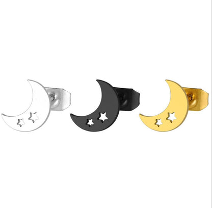 Star Moon Geometric Hollow Stars Simple Earrings