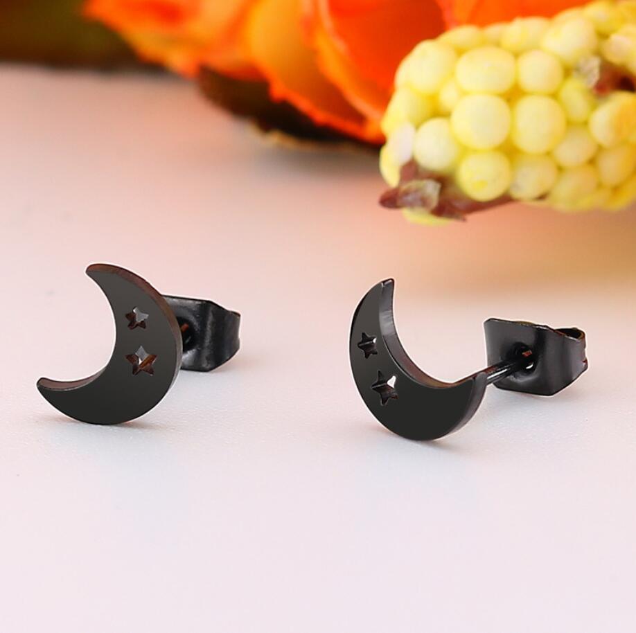 Star Moon Geometric Hollow Stars Simple Earrings
