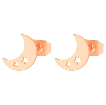 Star Moon Geometric Hollow Stars Simple Earrings