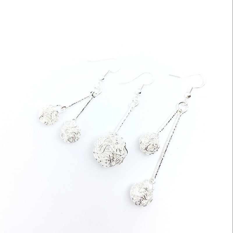 Iron Sier Plated Hollow Ball Fashion Long Earrings