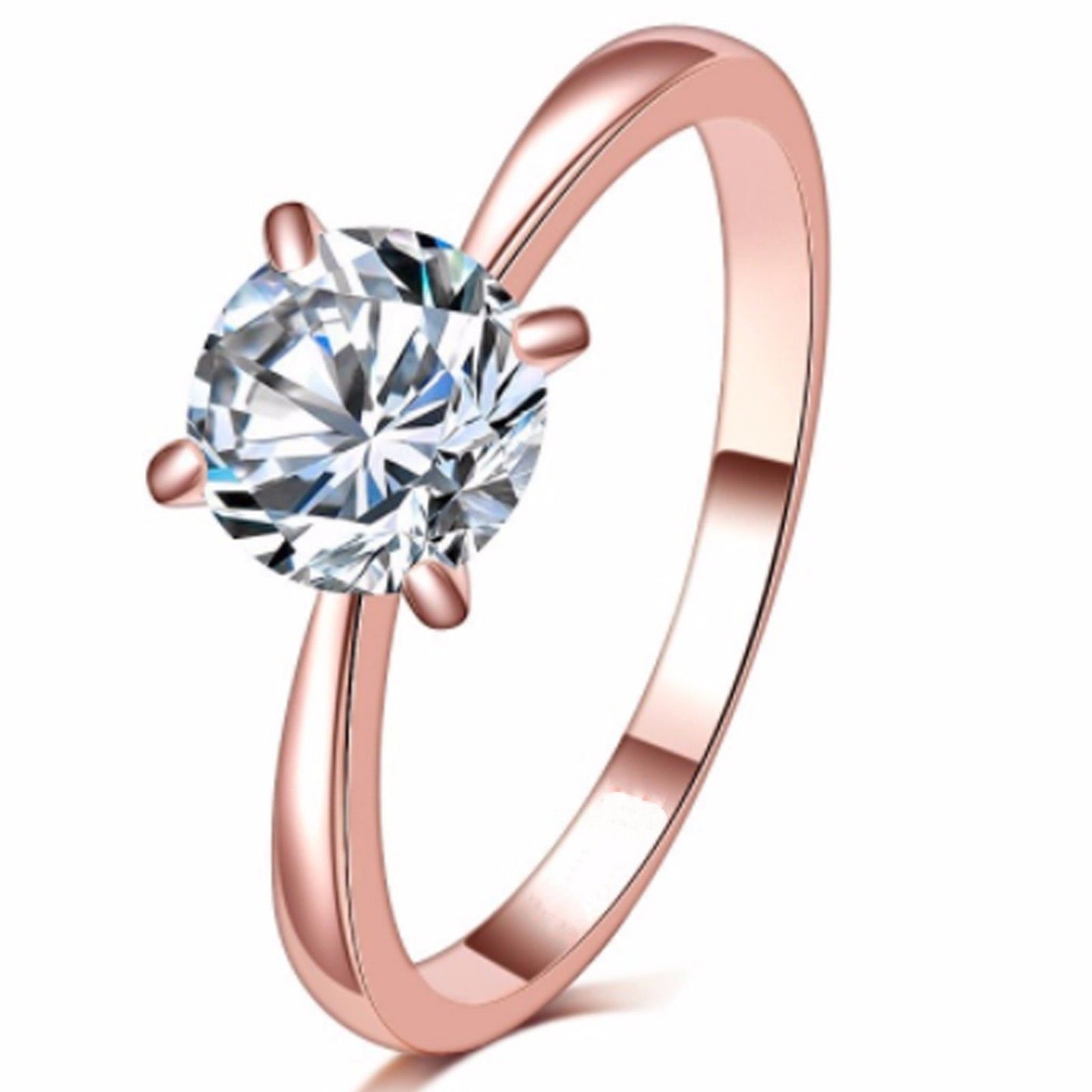 Women's Classic Zircon Rose Gold Plated Engagement Cell Rings