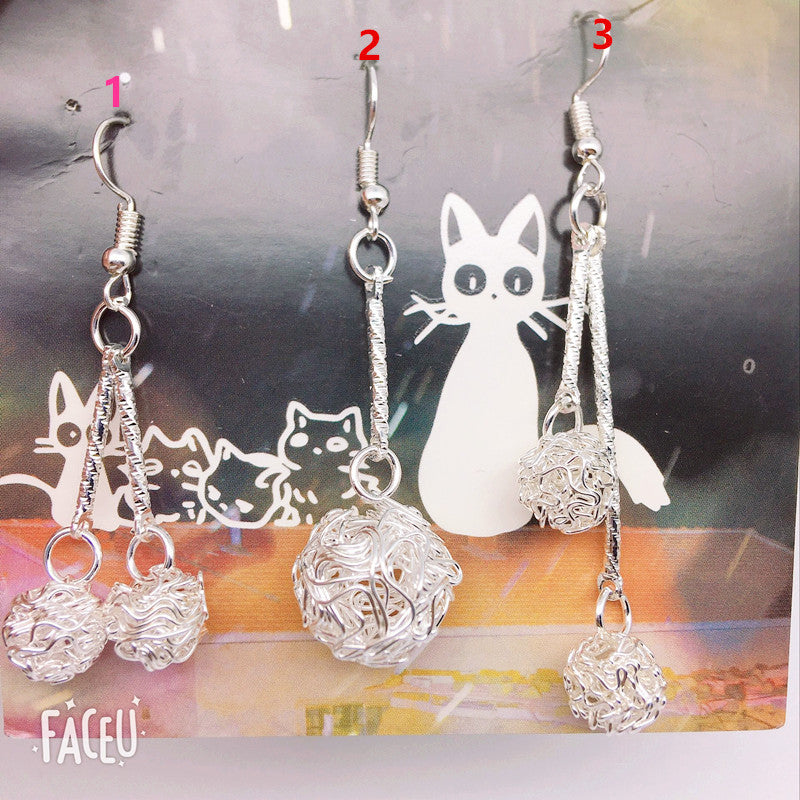 Iron Sier Plated Hollow Ball Fashion Long Earrings