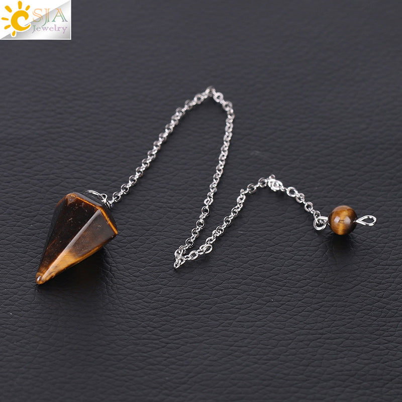 Summer Crystal Stone Rhombus Section Tapered Pendulum Pendants