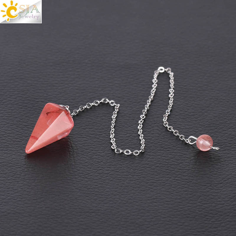 Summer Crystal Stone Rhombus Section Tapered Pendulum Pendants