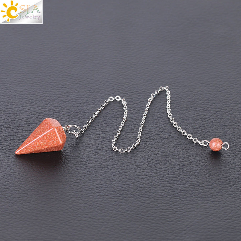 Summer Crystal Stone Rhombus Section Tapered Pendulum Pendants