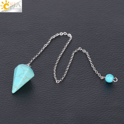 Summer Crystal Stone Rhombus Section Tapered Pendulum Pendants