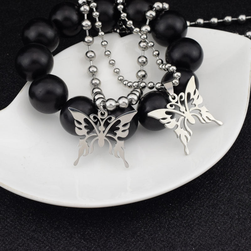 Hollow Butterfly Short Sweater Chain University Necklaces