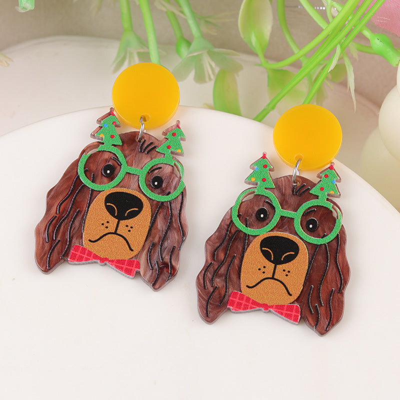 Creative Christmas Series Elk Acrylic Exaggerated Earrings