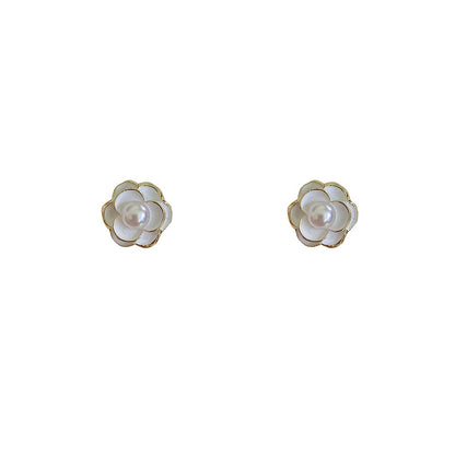 Camellia Korean Style Elegant Pearl Ear Earrings