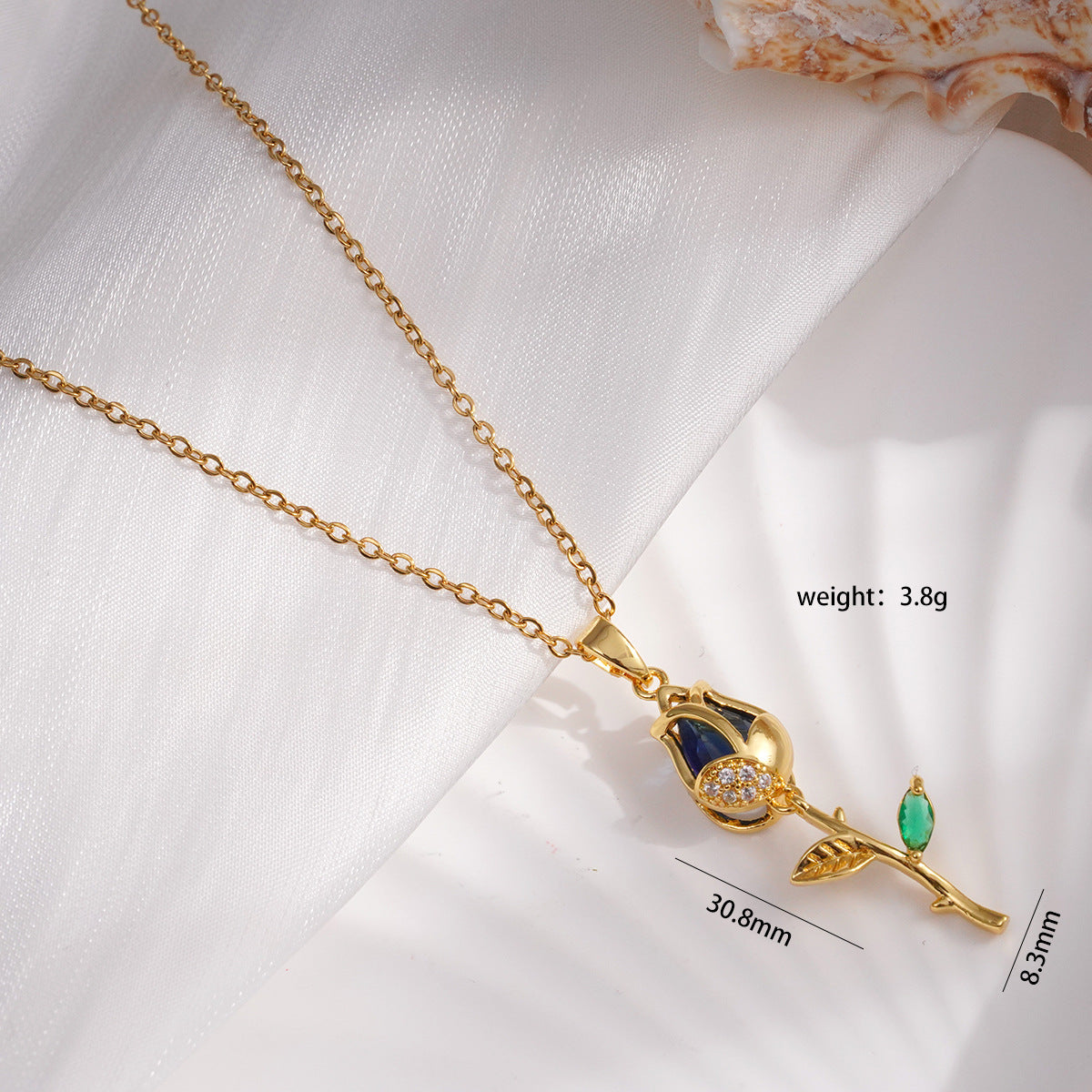 Steel Female Gold Opal Tulip Design Necklaces