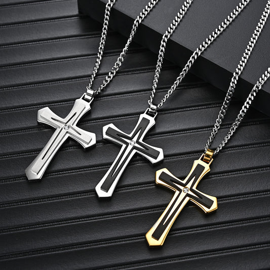 Men's Stainless Steel Two-color Cross Trendy Titanium Pendants