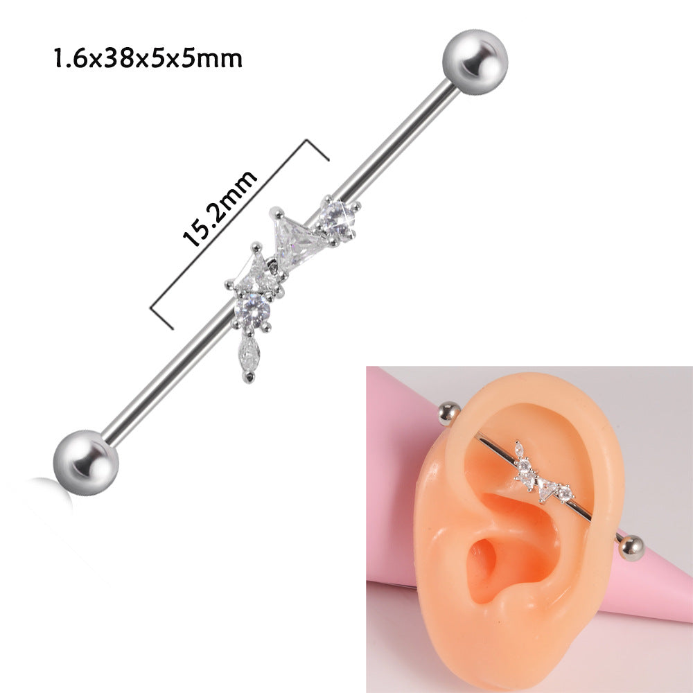 Steel Straight Bar Barbell Simulated Snakes Flower Wings Piercing Rings