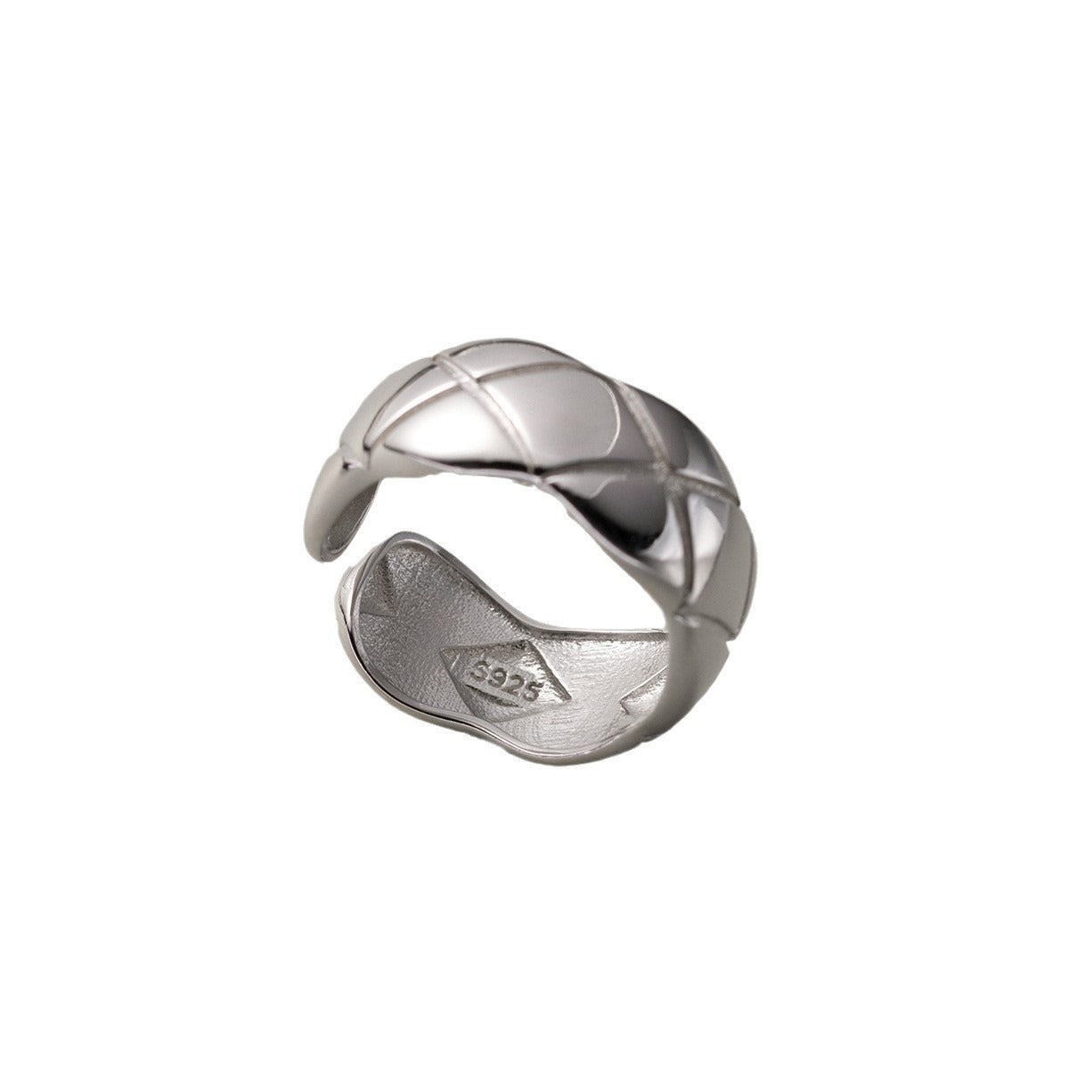 Diamond Plaid Twist Graceful Open Sense Rings