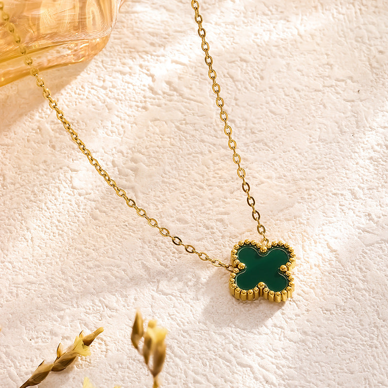 Flower Natural Fritillary Malachite Rose Gold Necklaces