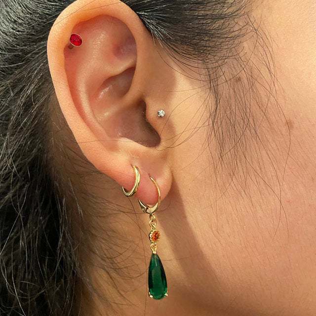 Mobile Castle Anime Peripheral Temperament Emerald Earrings