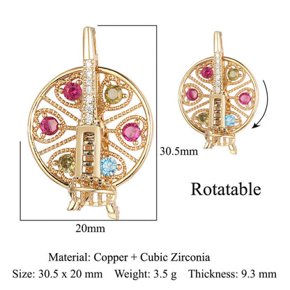 Fingertip Gyro Windmill Copper Zircon Bear Pendants