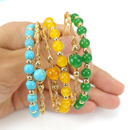 Hand-woven Agate Beads Crystal Stone Round Bracelets