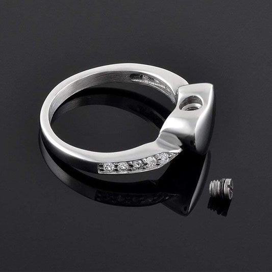 Stainless Steel Heart Shape With Diamond Rings