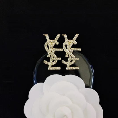 Women's & Men's Quality Collection Trending Rhinestone Letters Sier Earrings