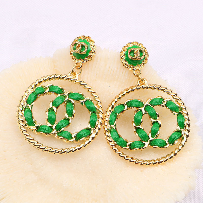 Circle Classic Style Double Long Digital Earrings