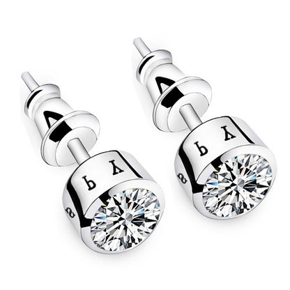 Women's & Men's Korean Style Personalized Diamond Sier Single Simple Earrings