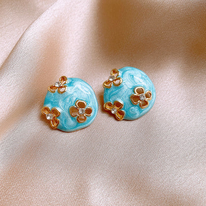 Women's Enamel Oil Painting Style Light Luxury Earrings