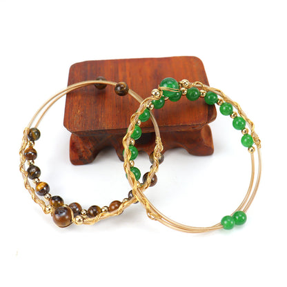 Hand-woven Agate Beads Crystal Stone Round Bracelets