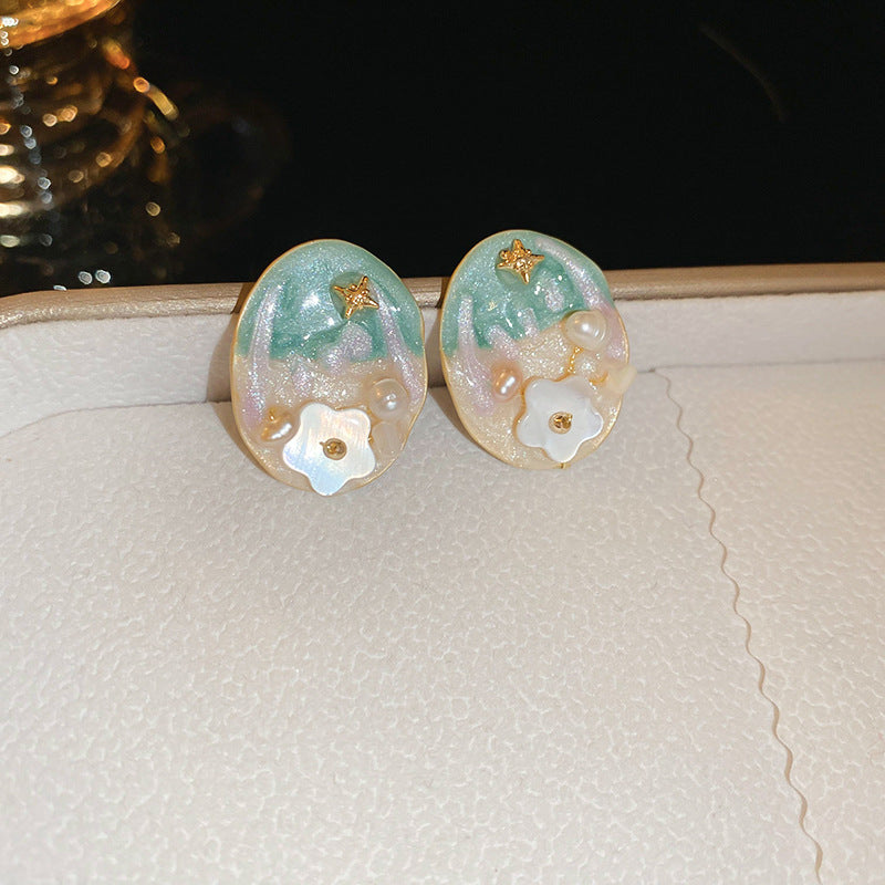 Women's Enamel Oil Painting Style Light Luxury Earrings