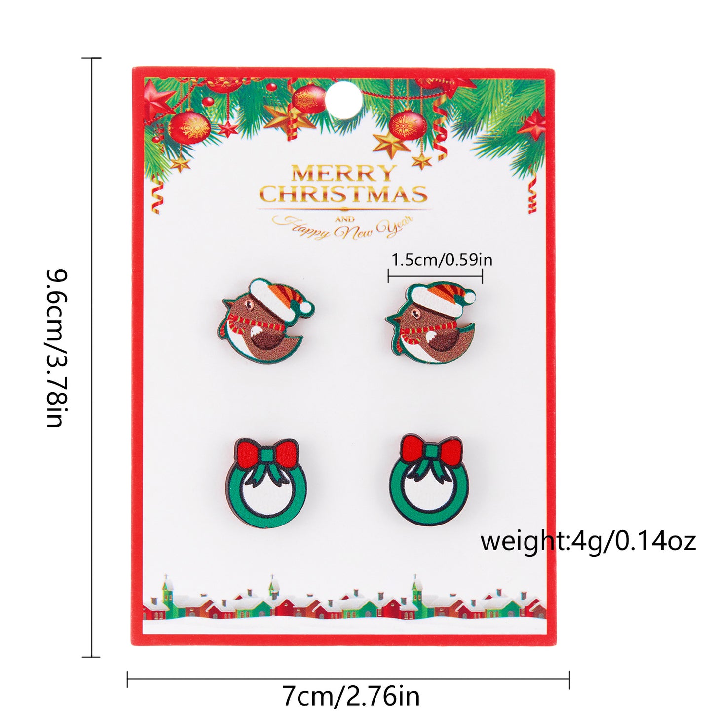 Women's Snowman Snowflake Combination Suit Wooden Cardboard Earrings