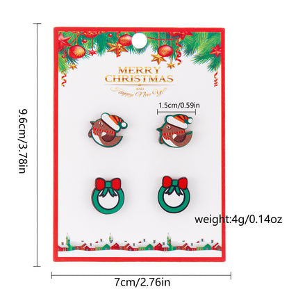 Women's Snowman Snowflake Combination Suit Wooden Cardboard Earrings