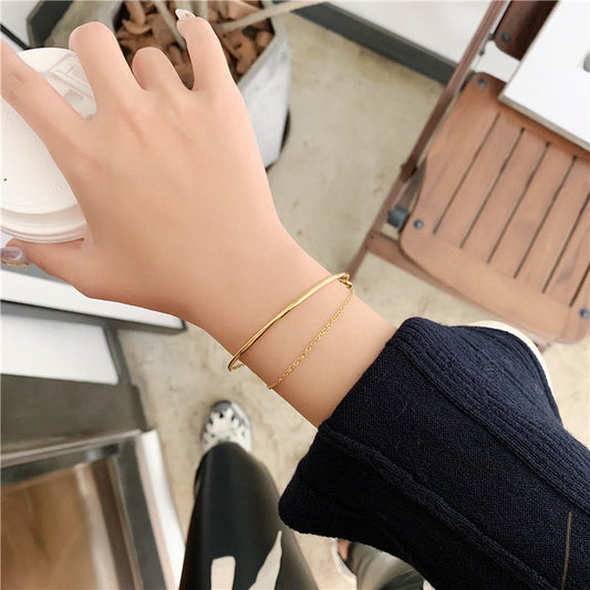 Women's Simple Cold Style Gold-plated Fashion Design Light Bracelets