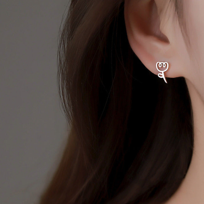 Sier Needle Ear Advanced Sense Temperamental Earrings