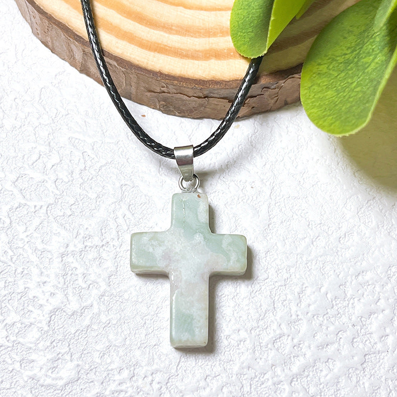 Crystal Cross Fashion Ornament Accessories Leather Rope Pendants