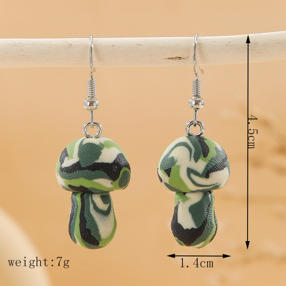 Women's Style Polymer Clay Flower Mushroom Niche Earrings