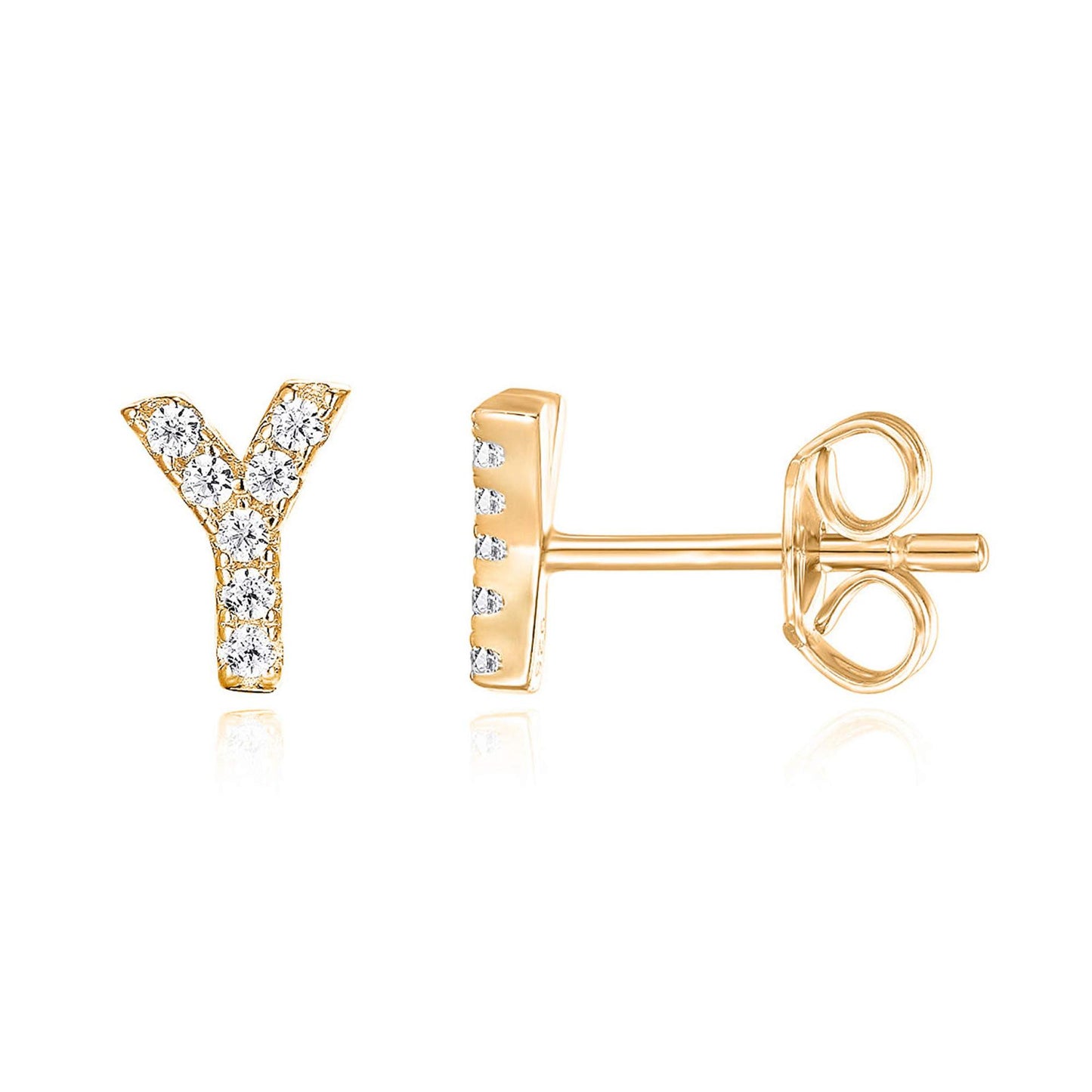 Sier English Alphabet Letter Micro Inlaid Earrings