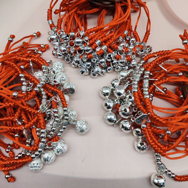 Miao Sier Red Rope Alloy Anklet Pendants